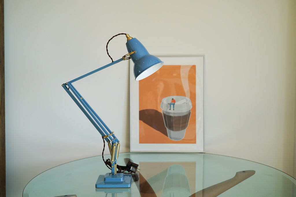 Anglepoise 1227 Brass Desk Lamp Dusty Blue - アングルポイズ 水色