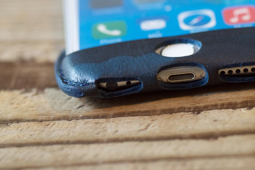 iPhone 6 用レザーケース カモフラ (ブルー)