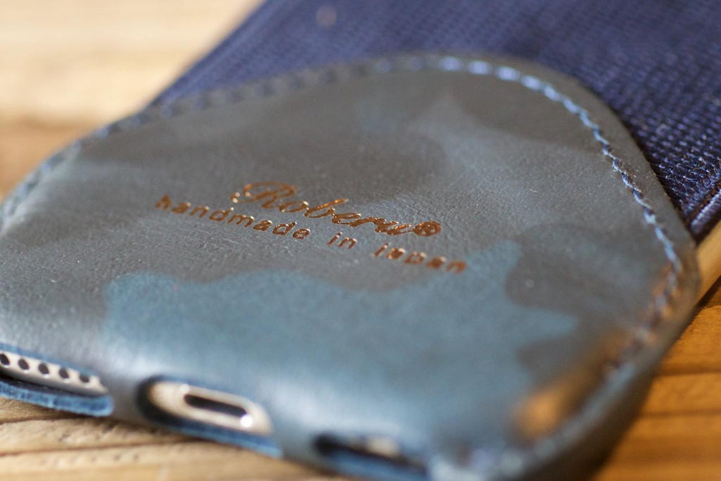 iPhone 6 用レザーケース カモフラ (ブルー)