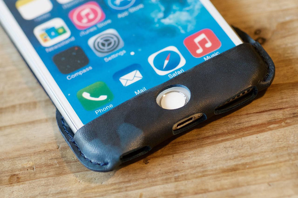 iPhone 6 用レザーケース カモフラ (ブルー)