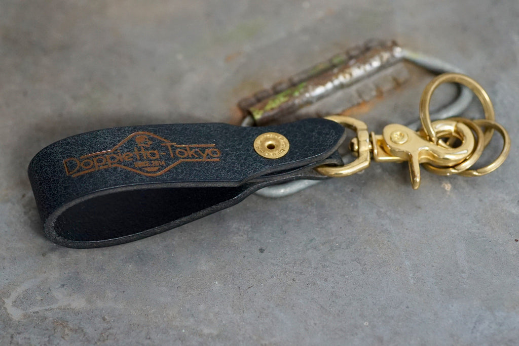 クラックレザー キーリング (ブラック)