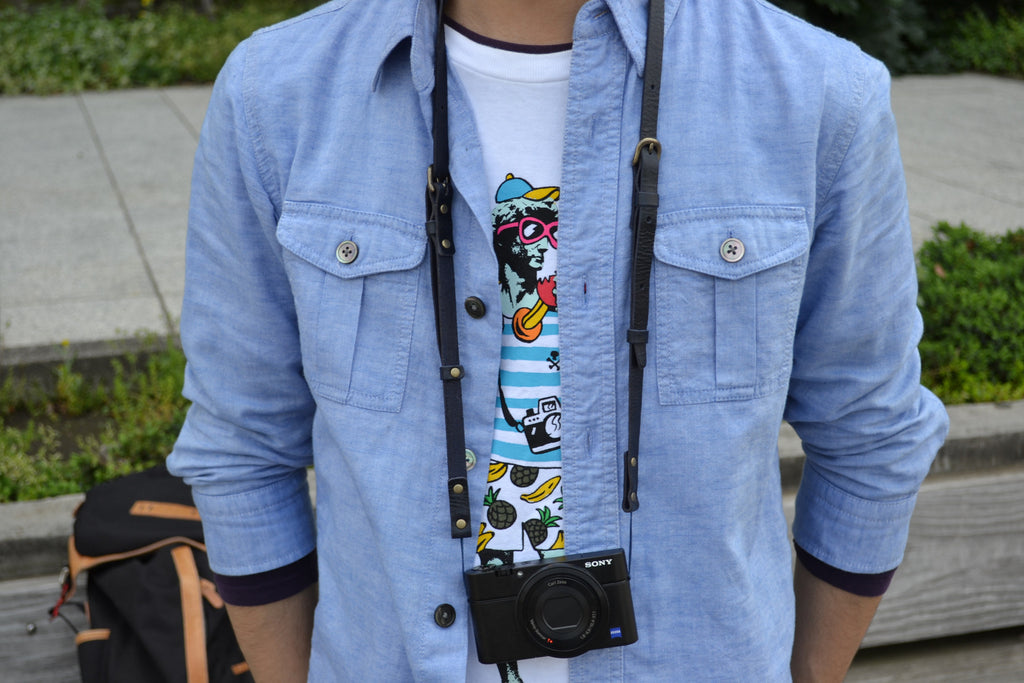 スリムカメラストラップ (ネイビー)コンパクトデジカメ用