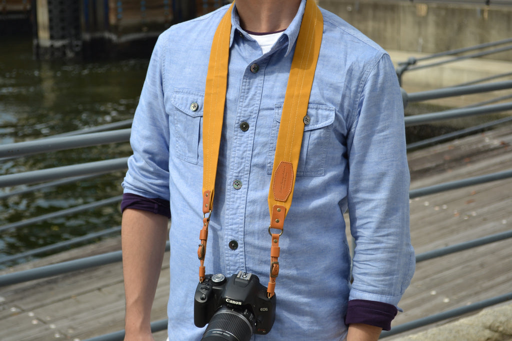 帆布カメラストラップ (マスタード)
