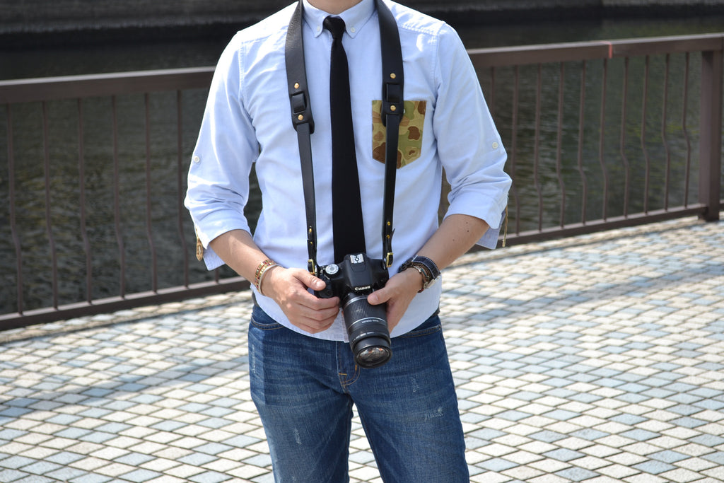 エトルスコ レザー カメラストラップ (ブラック)