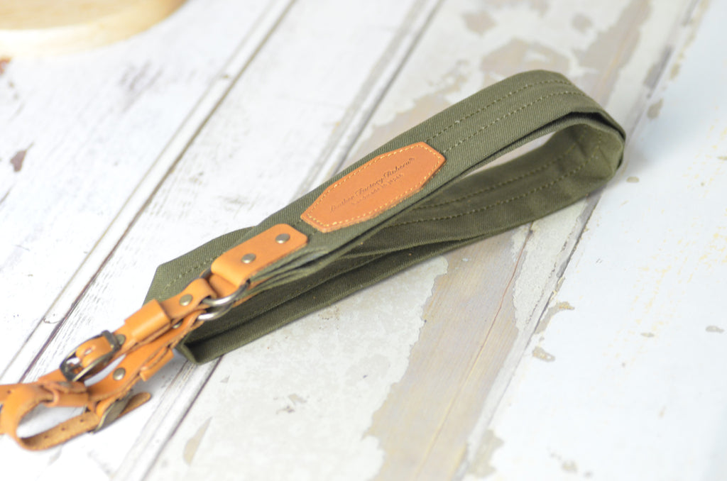 帆布カメラストラップ (オリーブ)