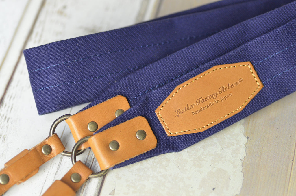 帆布カメラストラップ (ネイビー)