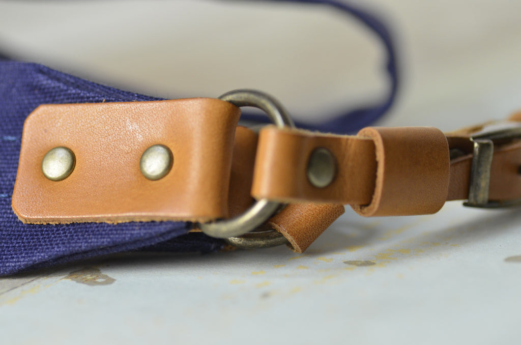 帆布カメラストラップ (ネイビー)