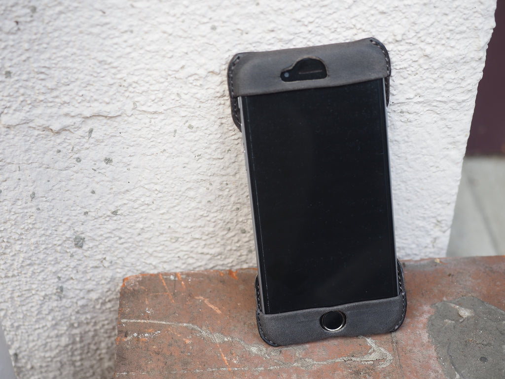 iPhone 6 用 シェーディングレザー ケース (ダークグレー)