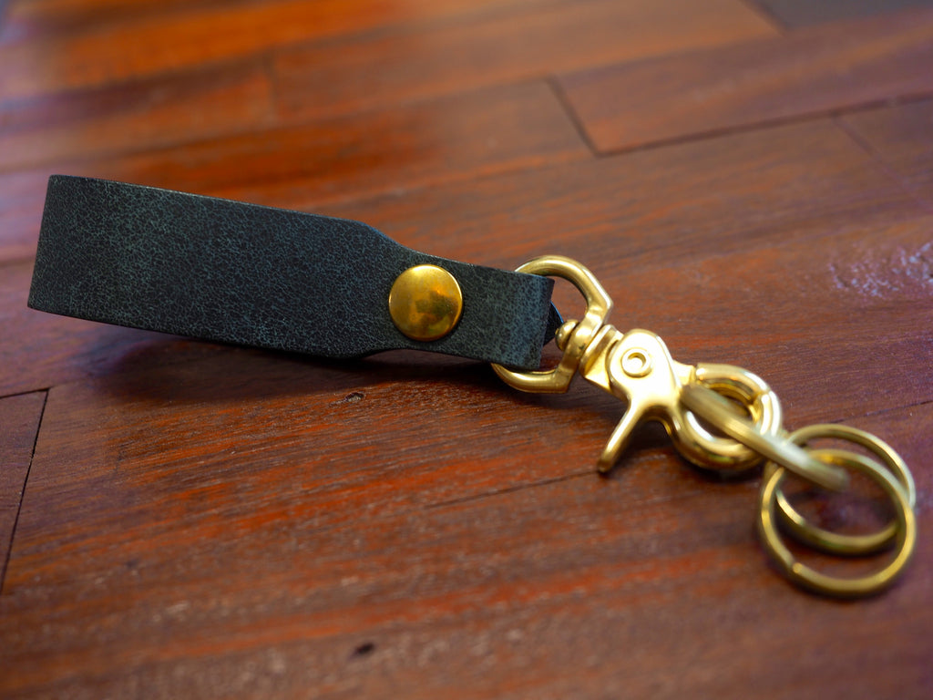 クラックレザー キーリング (ブラック)